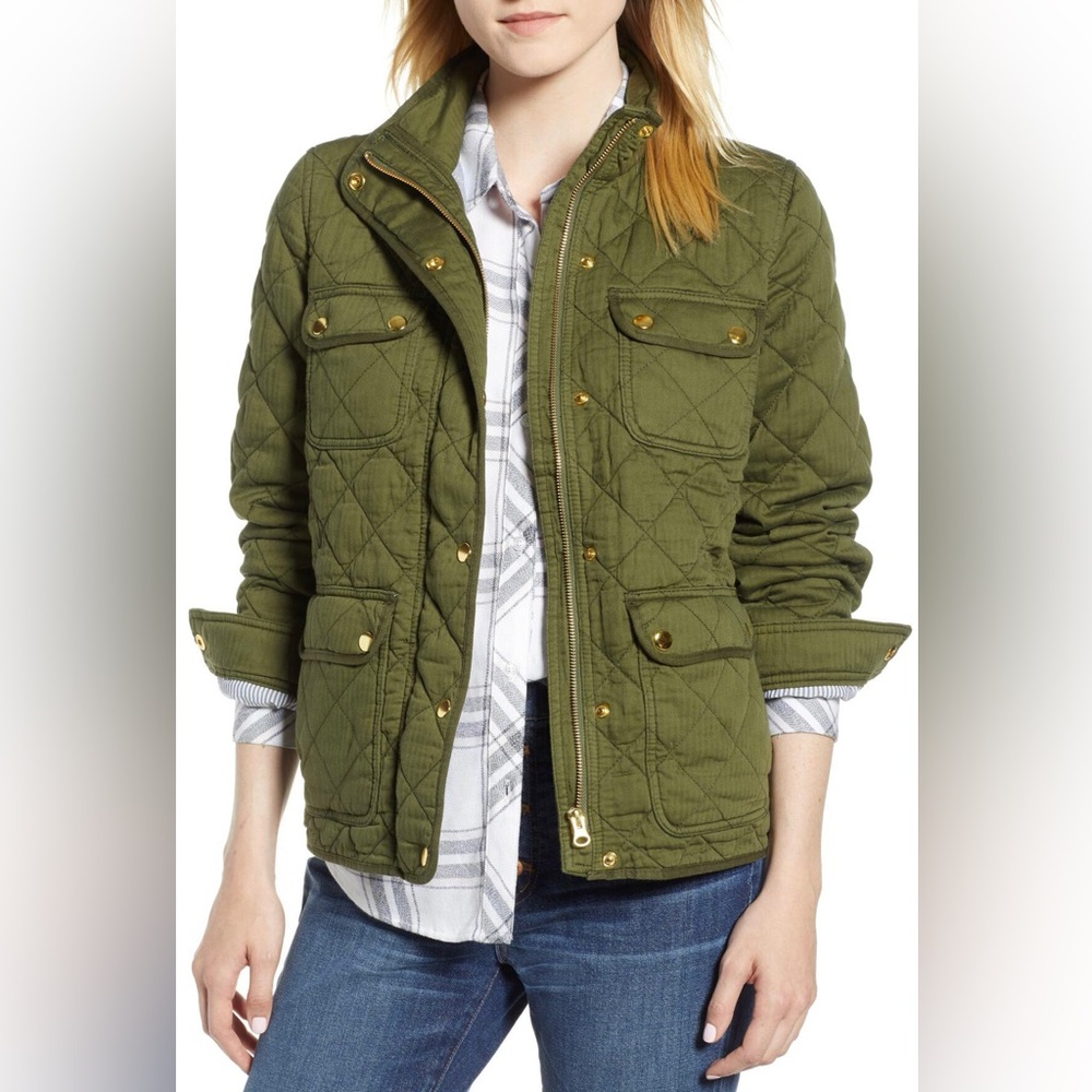 J. Crew Size XL Quilted Downtown Field Jacket Olive Green